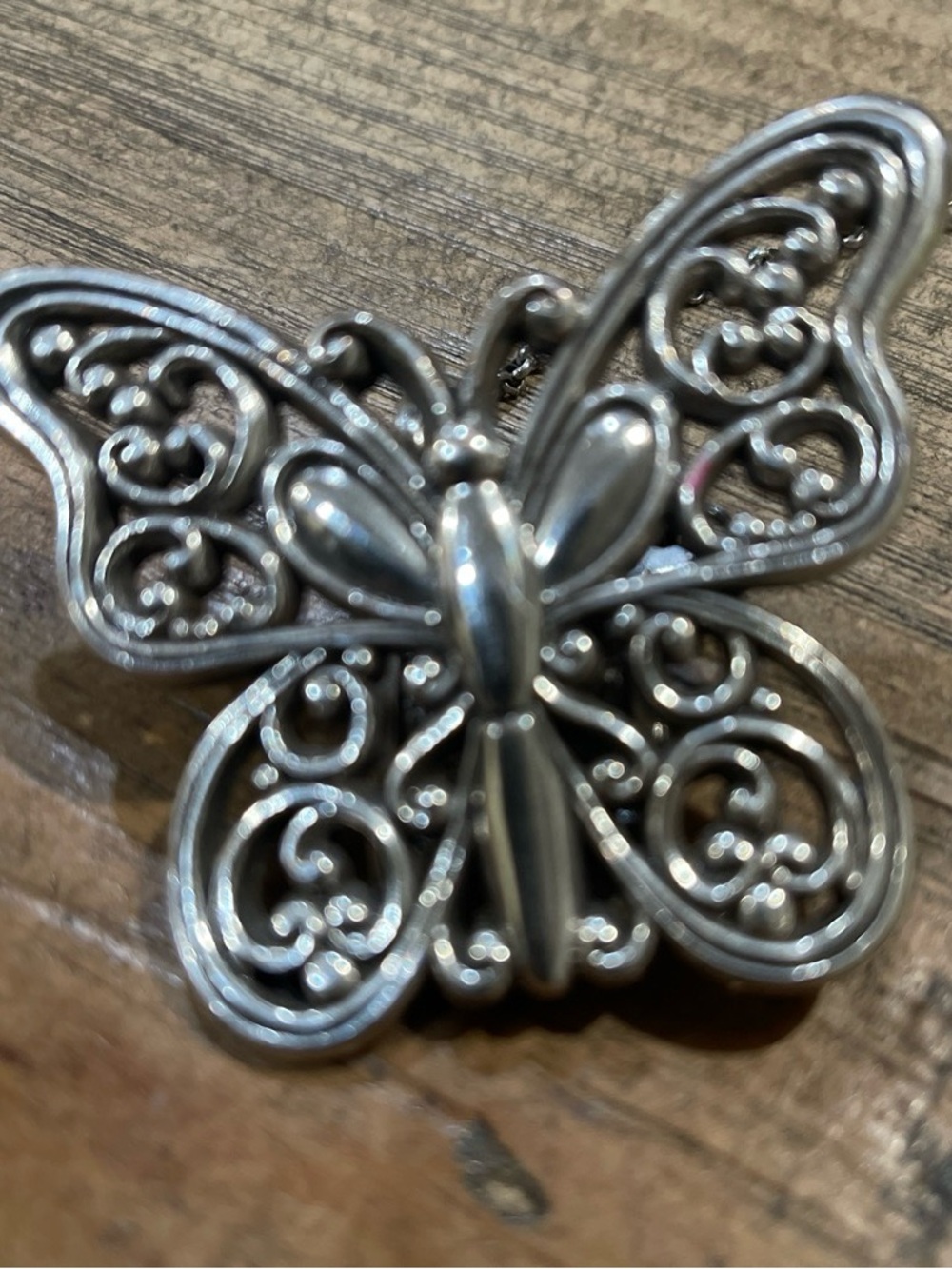 Brighton Silver Filigree Butterfly Bookmark with clip and chain